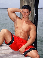 Young jock Alain Lamas by the water - Gay porn pics at Gaystick