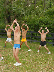 Outdoor exercising in a twink camp - Gay porn pics at Gaystick