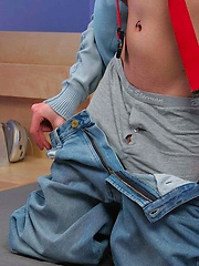 Jamie gets his street clothes off and gets himself all naked - Gay porn pics at Gaystick