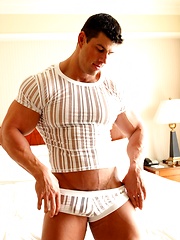 Super handsome hunk dressed in tight shirt and pants - Gay porn pics at Gaystick