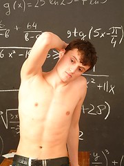 Boy model Dimax jerking off in the classroom - Gay porn pics at Gaystick