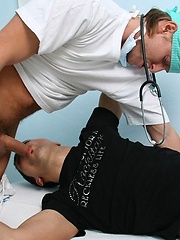 Getting Bareback Fucked on the Doctors Exam Table - Gay porn pics at Gaystick
