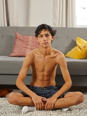 Latino twink Carlos Costa jerking off his beautiful cock. - Gay porn pics at Gaystick