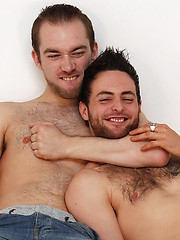 Rough lad Lincoln Gates breaks in the new hunky and hairy cock hound Riley Tess - Gay porn pics at Gaystick