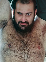  Italian bear Urs Milano shows off his sexy hairy chest and furry hole in this red hot Spanish photo shoot - Gay porn pics at Gaystick