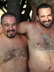 Three furry bears Marko Bulto, Viktor Karmen and Fran BJ enjoy fucking outdoors - Gay porn pics at Gaystick