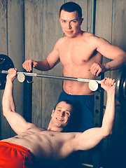 The two are working out in a home gym on Fire Island and soon cant keep their hands off each over - Gay porn pics at Gaystick