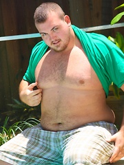 Cute Cub Hunter is one massive man with a handsome face, round belly and hard cock - Gay porn pics at Gaystick