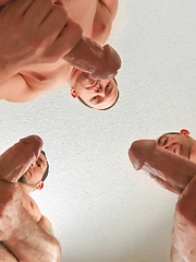 Three guys jerking on the sofa - Gay porn pics at Gaystick