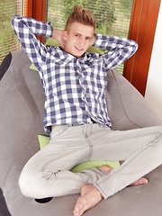 Super smooth Marcos tugs on his hard cock. - Gay porn pics at Gaystick